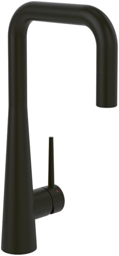 Villeroy & Boch Konic robinetterie de cuisine avec douchette extractible et pivotante à 360°, haute pression, hauteur du bec 143 mm, commande par poignée précise, Noir Mat