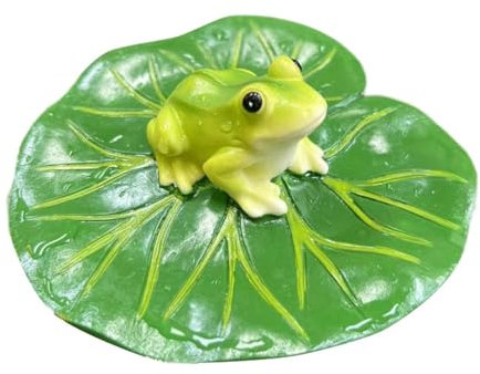 Dualoai Sculpture de Grenouille Perchée sur Une Feuille de Lotus, Décoration Polyvalente En Résine pour Fontaine