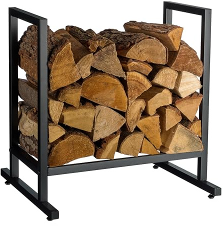 Relaxdays Scaffale per Legna, Metallo, Moderno, HLP: 62x60x49 cm, Supporto Legna, Nero