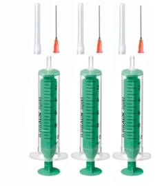 Set för laboratoriesprutor, flytande spruta, hobbyspruta med trubbig nål, olika storlekar för e-liquid aromhobby och hemmabruk (set 3 x 10 ml)