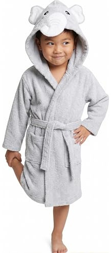 SOMMARUGA - Accappatoio Bambino in Spugna con Cappuccio a Forma di Animali, 100% Cotone, Spugna Morbida, per Maschio e Femmina, Taglie 3-4, 5-6, 7-8 Anni (IT, Età, 7 anni, 8 anni, Elefantino)