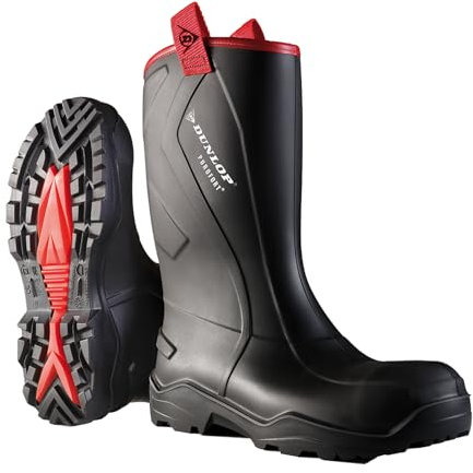 Dunlop Protective Footwear, C762043.CH, Purofort+ Rugged Full Safety, Schwarz/Rot, Größe 44 EU
