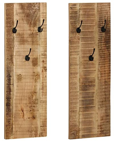 vidaXL Mangoholz Massiv 2X Wandgarderobe Holz Garderobenpaneel Flurgarderobe