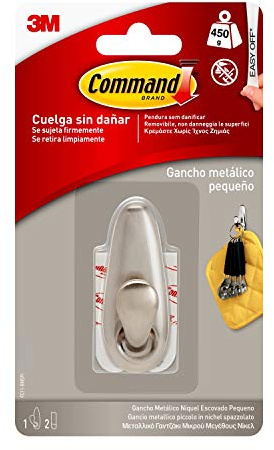 Command Forever Classic Polished Nickel Metal Hook Small FC11-BN, Níquel pulido, S