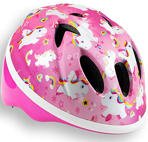 Schwinn - Casco per bici per bambini di 1-3 anni, motivo personaggio, per ciclismo, monopattino e skateboard, misura comodamente regolabile grazie alla rotella, per 44-50 cm, rosa, motivo: unicorno