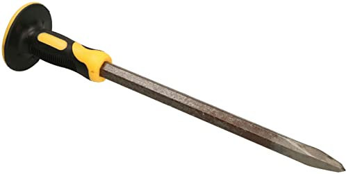 KOTARBAU® Cincel de punta, 400 x 18 mm, Cincel con protector sombrerete de plástico, Cincel de albañil, Cincel con salvamanos, Cincel puntiagudo, Puntero, Cincel con empuñadura