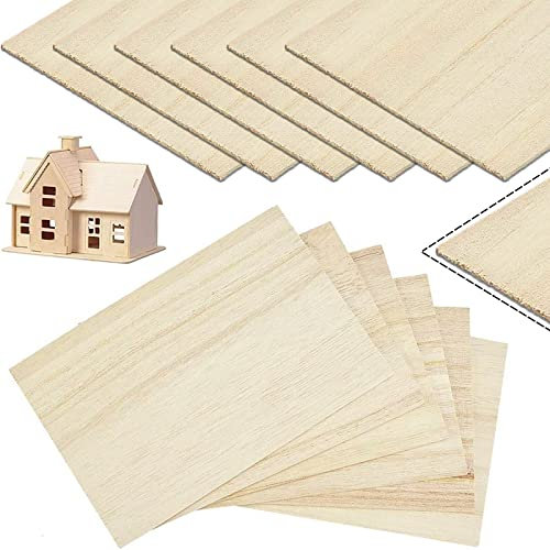 Lot de 12 feuilles de bois de balsa,200x100x1mm mince,lumière carrée de contreplaqué non fini modèle artisanal plaque en bois pour avion,bateau
