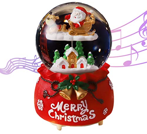 Daixilan Christmas Snow Globe Lantern Musical, Snow Globes Christmas with Music, Glitter Snowflakes icicles Lighted Santa Claus Decorative Lantern, Xmas Decor Gift for Adult Girls Women
