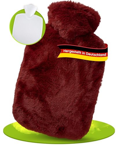 Hugo Frosch Wärmflasche Klassik 1,8 l mit Bezug Langhaar-Flausch Herbstrot