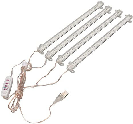 LED Plant Grow Light Strips Full Spectrum 4 Heads USB- Dimbar Timerfunktion LED Grow Light För Inomhushem Suckulent (Sun Light 4000K 168 LEDs)