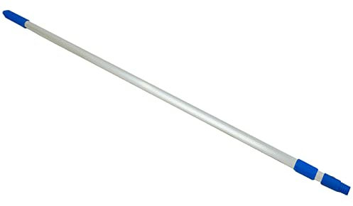 Tradineur - Palo Extensible de Aluminio y plástico con sujección por Rosca, Mango telescópico acoplable a escobas, cepillos, Limpieza Profesional de Zonas de difícil Alcance (Azul y Gris - 2 Metros)