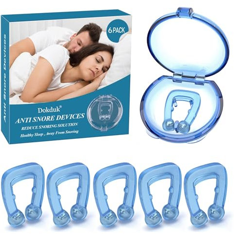 6 Packs Anti Snore Devices, Magnetic Anti Snore Clip Reusable Anti Snoring Device, Professional Effective Snoring Solution (Blue)