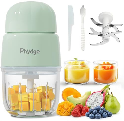 Phydge Barnmatsmaskin, babymat purébryggare, grön babymatberedare babymatberedare för barnmat, frukt, grönsaker, kött | 295 ml babymatmixer, 10-sekunders snabb mjuk matberedning för baby, matberedare för frukt, grönsaker, kött, lätt att rengöra