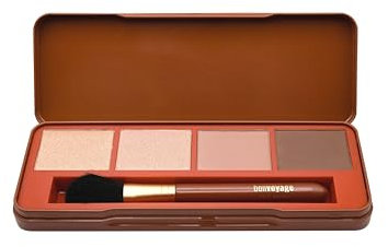 bonvoyage Essentials Define, Palette Contouring Viso con Pennello Incluso, Kit Trucco con Illuminante Viso, Bronzer in Polvere e Contour per Definire e Scolpire, Finish Matte e Brillanti, Portatile