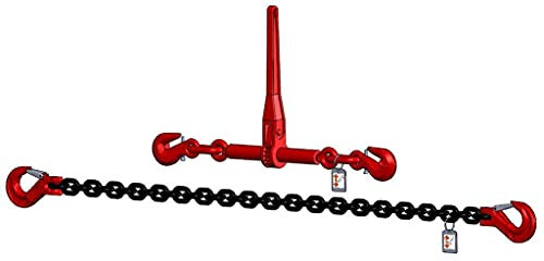 Cadena de amarre con sello en H, grado 8, 2 piezas, 13 mm, 6,0 m, color negro