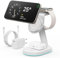 3 in 1 Caricatore Wireless Stazione, Certificato Qi2 15W Mag-safe Ricarica Rapida Caricabatterie Wireless Phone Charger Holder per iPhone 16/15/14/13/12 Serie, Apple Watch, Air-Pods ecc - Bianco