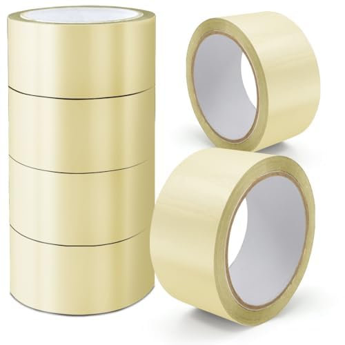 Stick Well 6 Rolls Clear Parcel Tape, 48mm X 66m, Strong Heavy Duty & Low Noise Packing Tape for Packing Boxes, Moving Boxes, and Secure Packaging