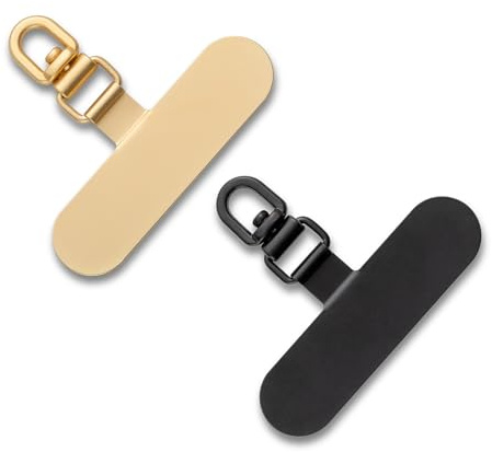 CHUQING Mobiltelefonkedja universaldynor 2 stycken mobiltelefon snodd lapp mobiltelefonband universell telefon snodd pads telefon patch, Guld svart, M