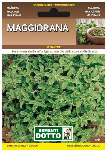 Sicignano | Semi Maggiorana, Pianta Aromatica Perenne, Busta Extra - 4 Confezioni da 1.1g, Ideale per Aromatizzare Piatti Freschi o Essiccati, Pianta da Taglio, Adatta a Pieno Sole