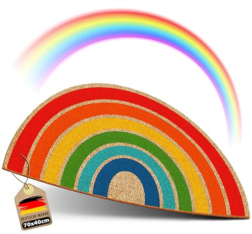 ElbFuchs Fußmatte Kokos 70x40cm Regenbogen I Extra langlebige & rutschfeste Kokosmatte für Innen & Überdachte Außenbereiche I Türmatte mit Buntem Motiv I Ideal als Schmutzfang