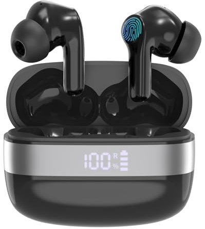 Auriculares Inalambricos Bluetooth, Cascos lnalámbricos Bluetooth 5.3 Reproducción de 35 Horas Hi-Fi Estéreo Auriculares lnalámbricos USB C Audifonos HD Mic para iOS Galaxy Xiaomi Android
