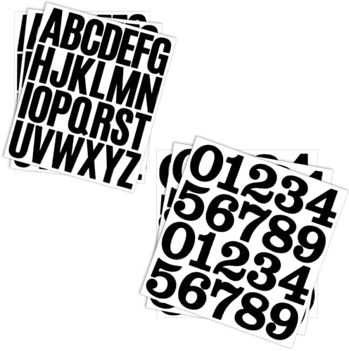 Lot de 138 lettres et chiffres autocollants en vinyle imperméable pour boîte aux lettres et chiffres de 5,1 cm, autocollants noirs pour boîte aux lettres, panneaux et voitures