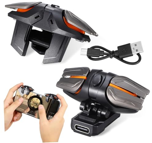 UTHCLO Mobile Game Controller with Six-finger Game Triggers and Breathable Silver Finger Sleeves Ergonomic Design Stable Connection Compatible with Smartphones for Mobile Gaming