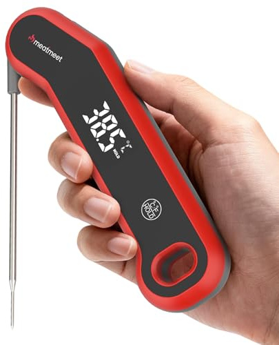 Meatmeet S1 Termometro da Cucina Digitale, Lettura Ultra-Rapida in 0.5 Secondi, precisione ± 0,3°C, termometro impermeabile IP67, display LED girevole automatico, sveglia con movimento