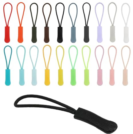 120 Pieces Zip Puller Replacement, Zip Tags Cord Pulls, Zips Extension Pulls with Ergonomically Designed Rubber Non-Slip Gripper, Zips String Extension for Clothes, Backpacks, Traveling Cases Handbags