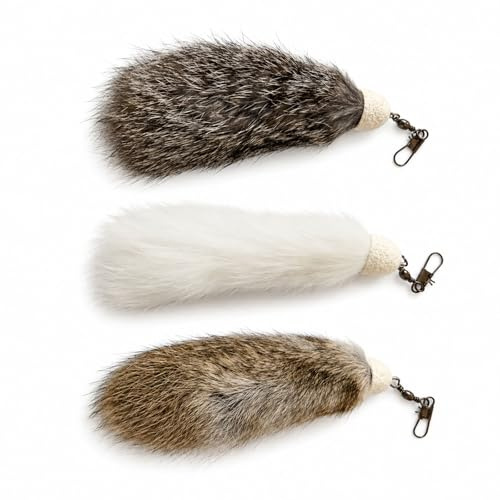 LMSAWK Juguete de Gato Interactivo 3 Piezas, Juguetes para Caña Gato Cabeza Repuesto de Auténtica Piel Conejo, Silencioso Gatos de Casa para Receptor Que se Divierte Jugando al Ejercicio