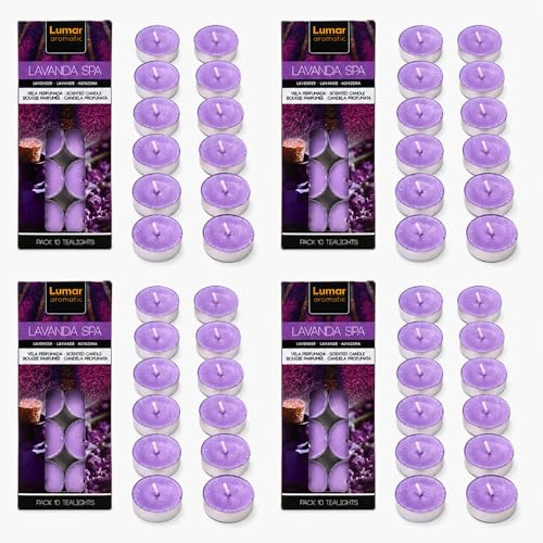 Velas de Té Aromáticas Lavanda, 40 Unidades