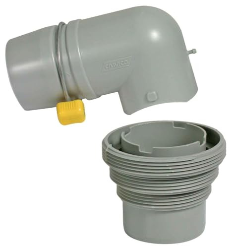 Camco Easy Slip Ellenbogen und 4-in-1 Abwasseradapter mit leicht gleitenden Ringen, verbindet den Wohnmobil-Abwasserschlauch sicher mit der Ablaufstation (39144)