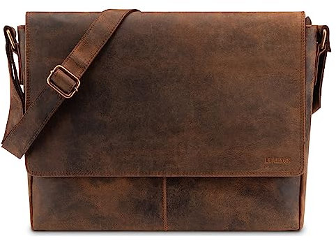 LEABAGS Messenger Bag, Acapulco Echtleder Aktentasche Herren & Damen, Leder Laptoptasche bis 15 Zoll, Umhängetasche mit Schultergurt 39 x 30 x 11 cm