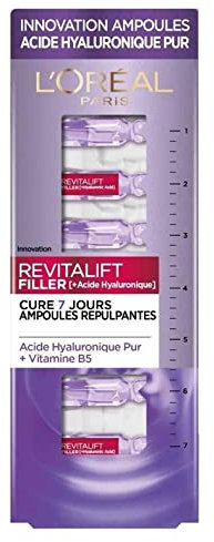 L'Oréal Paris - Revitalift Filler - 7 Ampoules Anti-Rides Repulpantes à l'Acide Hyaluronique Pur - Cure Anti-Âge 7 Jours - Hydratation Intense - Pour Tous Types de Peaux - 7 x 1 ml