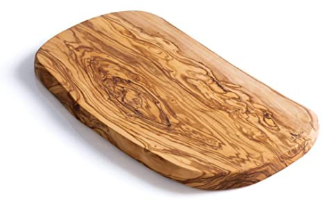 DARIDO Rustikales Olivenholz Wendebrett - Handgefertigt - ca. 40 x 18 (+-3 cm) - Servierbrett - Frühstücksbrett - Charcuteriebrett - Käsebrett - Küchenschneidebrett