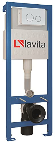 Domino Lavita WC Vorwandelement für Hänge-Toilette inkl. Drückerplatte (OW) Weiss 112-128 cm