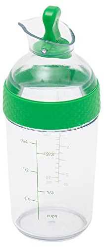 Custom Salad Dressing Shaker by Home Basics | Screw on Lid with Comfort Grip | Silicone Sealed Spout | Perfect for Making, Mixing, Serving, and Storing Dressings and Marinades
