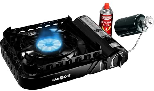 GasOne 15,000 BTU Propane or Butane Stove Dual Fuel Stove Portable Camping Stove - Patented - with Carrying Case Great for Emergency Preparedness Kit