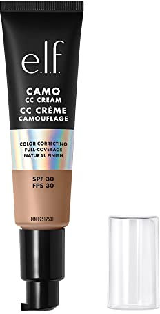 e.l.f. Camo CC Cream, fond de teint correcteur de couleur à couverture moyenne à complète avec SPF 30, moyen 370 N, 30 g