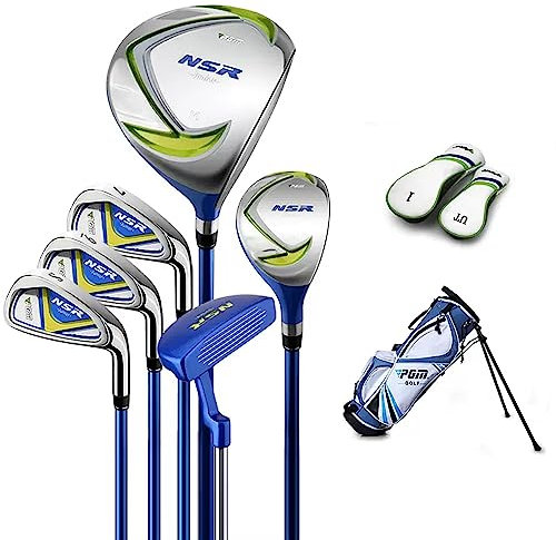 PGM Golfschläger-Set – 6-teiliges Junior-Golfschläger-Set für Kinder – Rechtshänder – Fahrer (#1), Hybrid, Eisen (#7, #9, #S), Putter, Golfständer Tasche