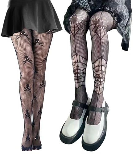 2 par nätstrumpbyxor svarta, halloween spindelnät strumpbyxor, nätstrumpbyxor dödskalle spindlar, skelett strumpbyxor dam, halloween kostym accessoarer dag of the dead festival karneval strumpor