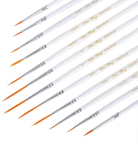 Pincel de Remolcador - 12 Unidades, Fino Delineador en Miniatura, Acrílico para Líneas de Escritura