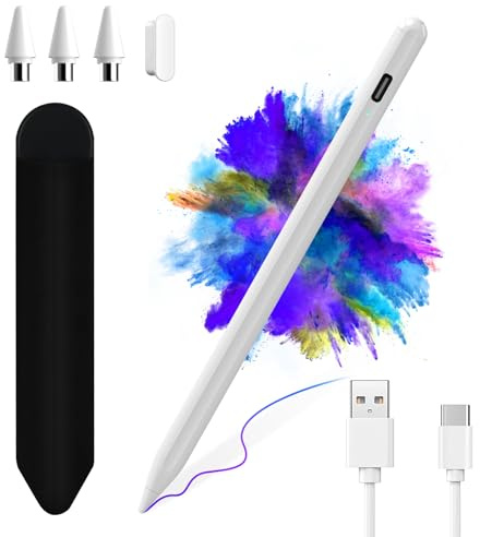 Stylus Pen for Android Tablets Phones Stylus Pencil for Samsung iPhone, Active Universal Pens fors iOS/Android Most Tablets, High Precision Digital Pen fors Touch Screen Writing White