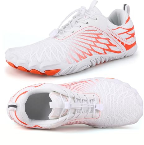 Vandring skor barfotaskor kvinnor män för höst vinter, pro vatten barfotaskor, bred tå vandring barfotaskor, noll hängande atletiska promenadskor bekväma halkfria vandringsskor, Xh12 Orange, 39 EU