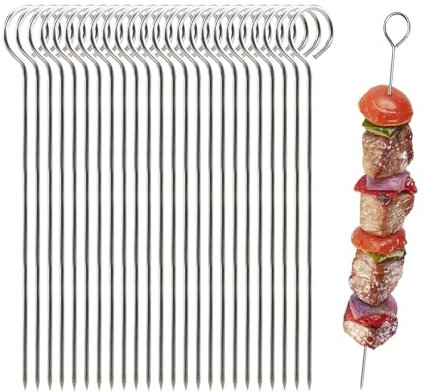 Spiedini per Barbecue,30 Pezzi Spiedini in Acciaio Inox,Spiedinis di Kebab Riutilizzabili,Spiedinis per Carne Alla Griglia,Frutti di Mare,Verdure Grigliate con Amici e Famiglia