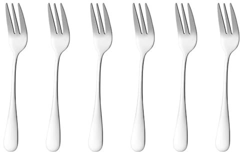 Set di 6 forchette da dolce, forchette da dessert in acciaio inox, lavabili in lavastoviglie, forchette da tavola, forchette da frutta, forchette lucidate a specchio, adatte per pasticcerie,