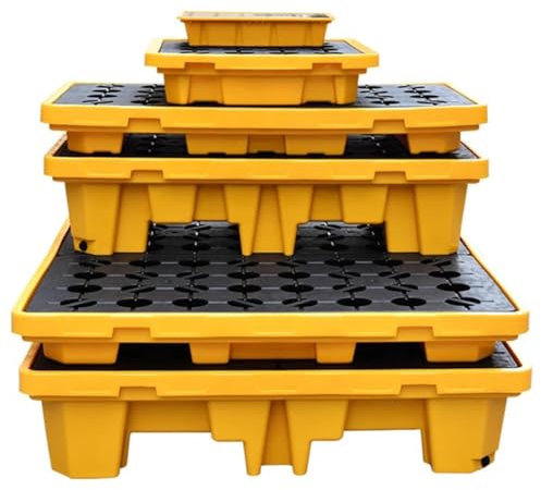 CWCQGH Piattaforma di contenimento Anti-Perdita, Vassoio in plastica Resistente per fusti di Petrolio, Pallet Compatibile con carrelli elevatori,Yellow-33.5 * 33.5 * 5.5cm