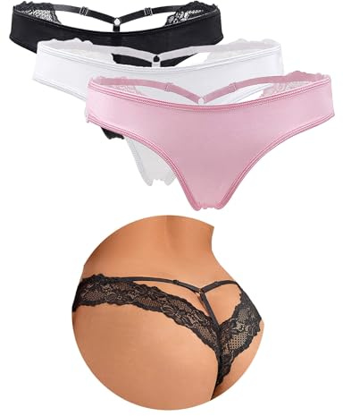 ohyeahlady Brazilian Slip Damen Spitze Sexy String Tanga Höschen Thong | Dessous Unterwäsche,Große Größen,T-Back,Erotisch Unterhosen,Niedrige Taille,Pantys,Atmungsaktiv,Hipster,für Mollig,1/2/3 Pack