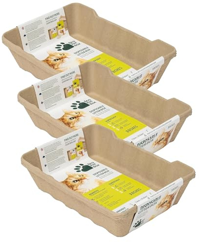 EcoPetBox – offene Katzentoilette mit hohem Rand – aus recyceltem Papier als geruchsarmes auslaufsicheres und hygienisches Einwegmodell ideal für Reisen ältere und kranke Katzen (9 Stück)