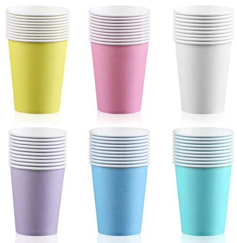 YWKJDDM 60 vasos de papel, vasos de papel multicolor, 250 ml, desechables, multicolor, vasos de papel para bodas, niños, manualidades, suministros de fiesta, café, té, bebidas frías y calientes